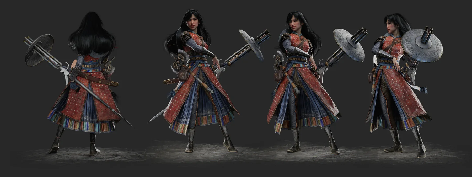 Turnaround strip of the Dragon Warrior character model
